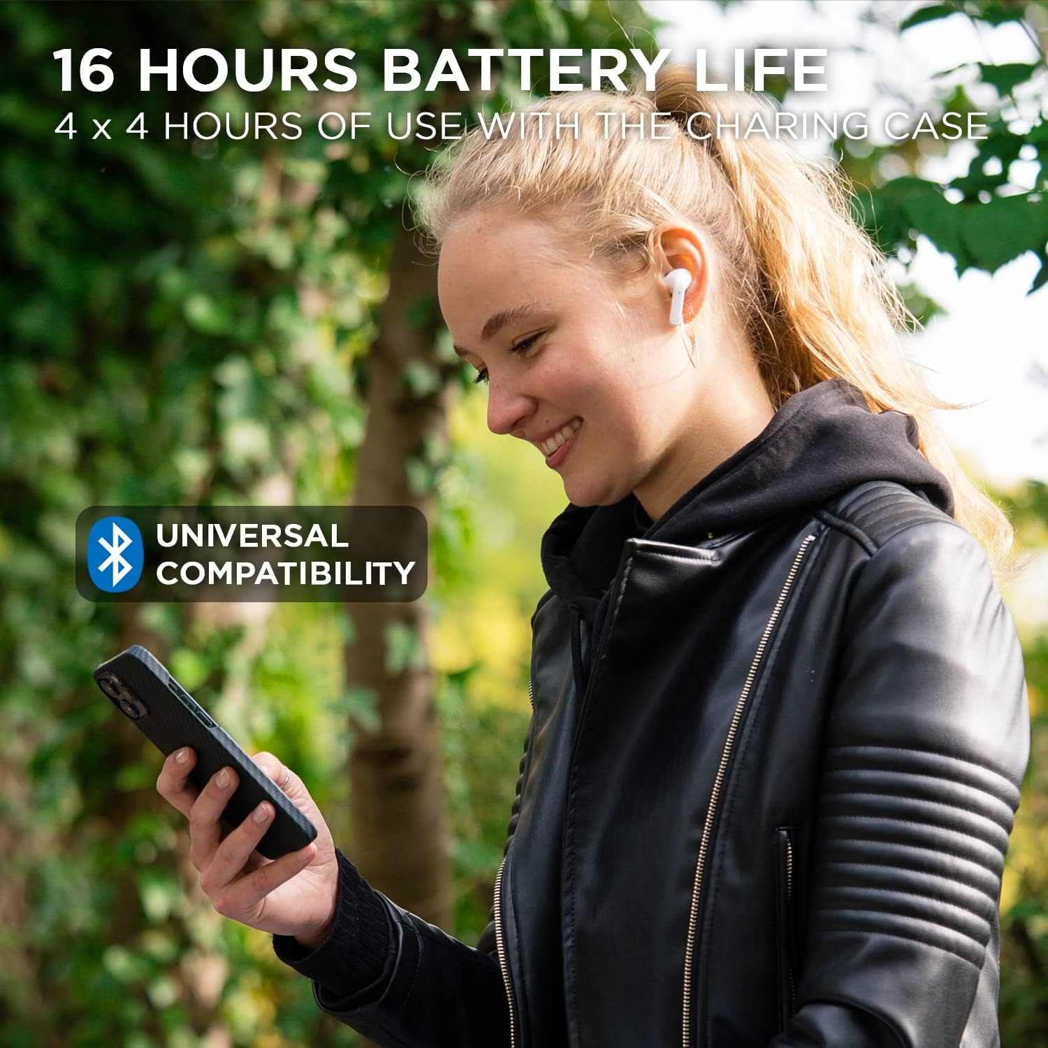 Blueelement Live ANC 5.1 Wireless BT Headset with Active (ANC), 4 Built-In 16 Hours Battery Life, USB-C Fast Charging Case for Ios/Android - BE-LIVE-2-ANC-WHITE Standard