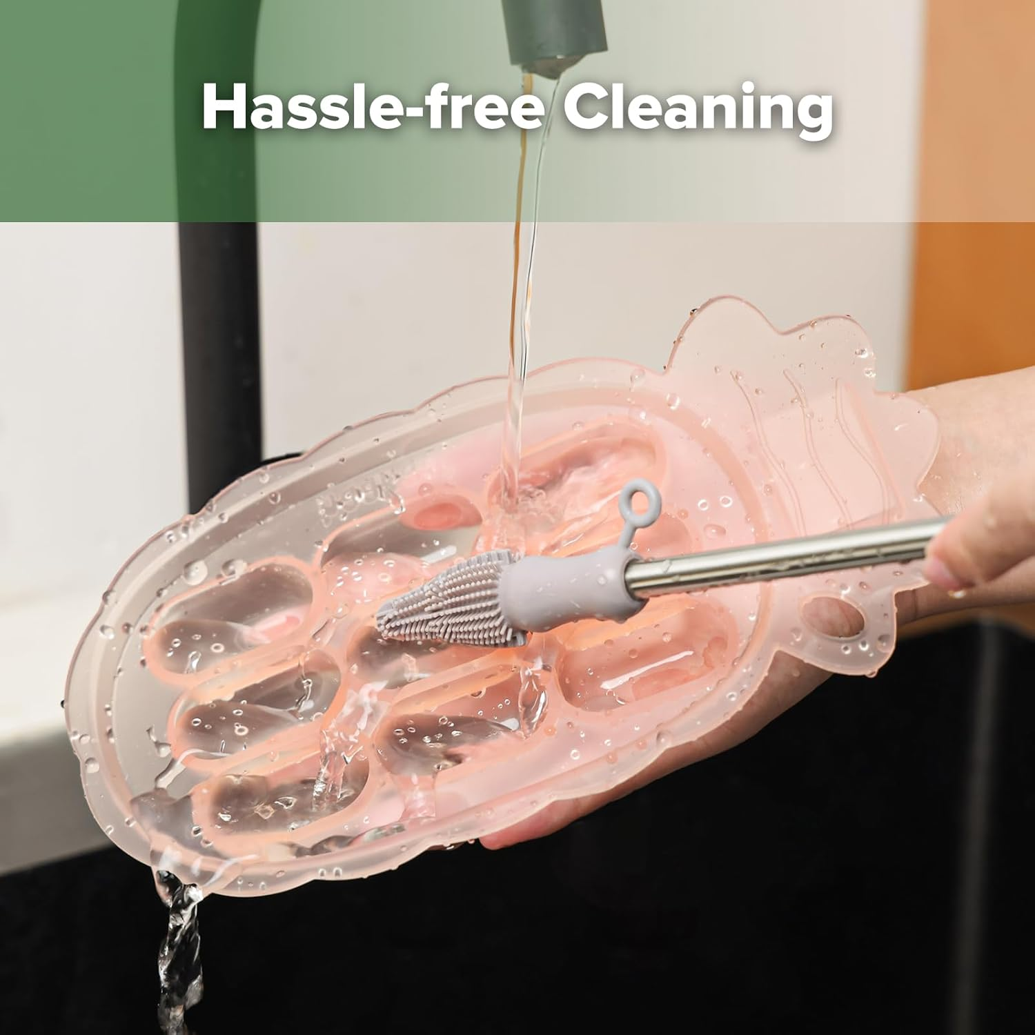 Haakaa Silicone Nibble Freezer Tray -Breastmilk Teething Popsicle Mold - Baby Fruit Food Feeder Teether Tray - Baby Food Maker - Ice Cube Tray - 4 Months+ Babies - BPA Free - Blush - Blush image number 5