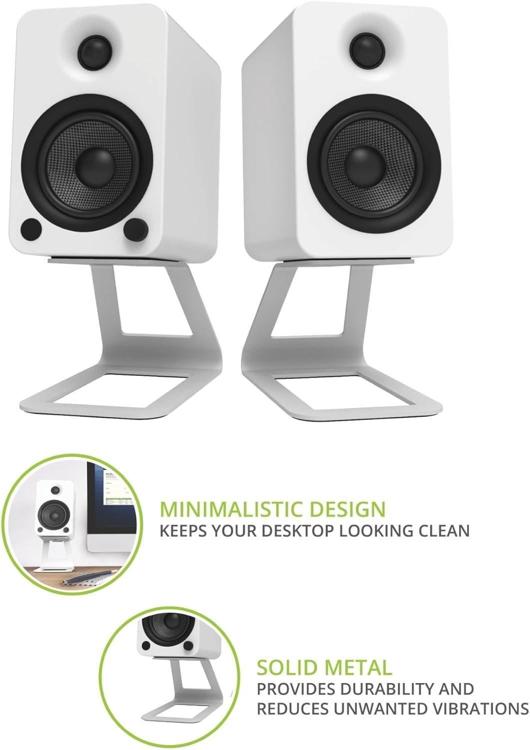 Kanto SE4W Elevated Desktop Speaker Stands for Medium Bookshelf Speakers & Mid-Size 3&rdquo;-4&rdquo; Studio Monitors | 5.6&rdquo; Tall | Supports 9 Lbs | Damping 2.0 Mm Silicone Padding | &frac14;&rdquo;-20 Mounting | White | Pair - Black image number 6