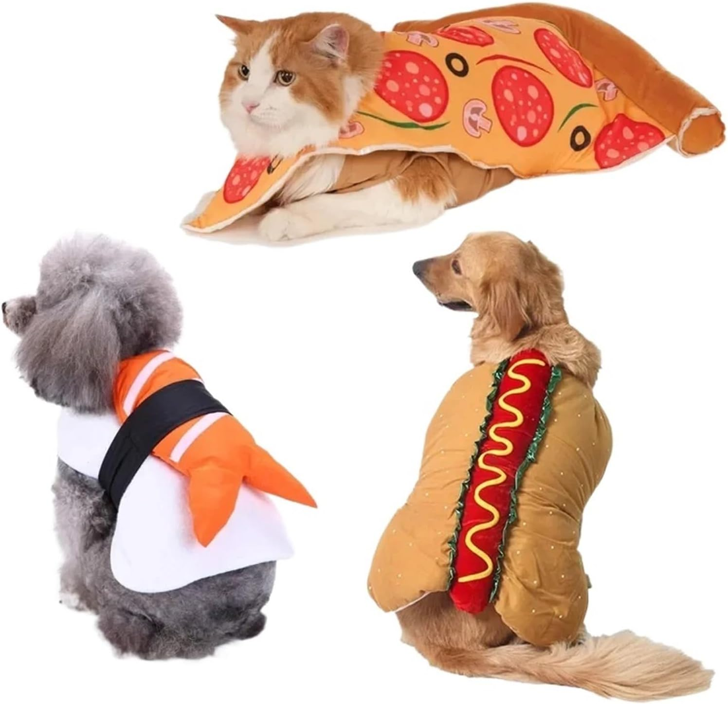 Dog Clothes Pet Costume Dog Fancy Dress Apparel Funny Cosplay Dog Burgers Pizza Sushi Clothes Puppies and Kitten Warm (Color : C, Size : M) image number 1