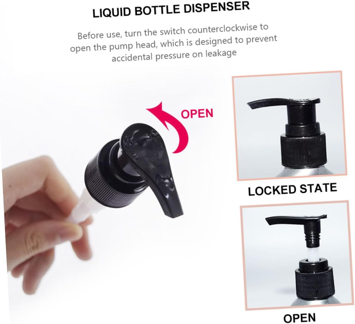 SOLUSTRE 4Pcs Aluminum Bottle Pump Head for Shampoo Bottle Liquid Dispenser for Bathroom Travel Use image number 6