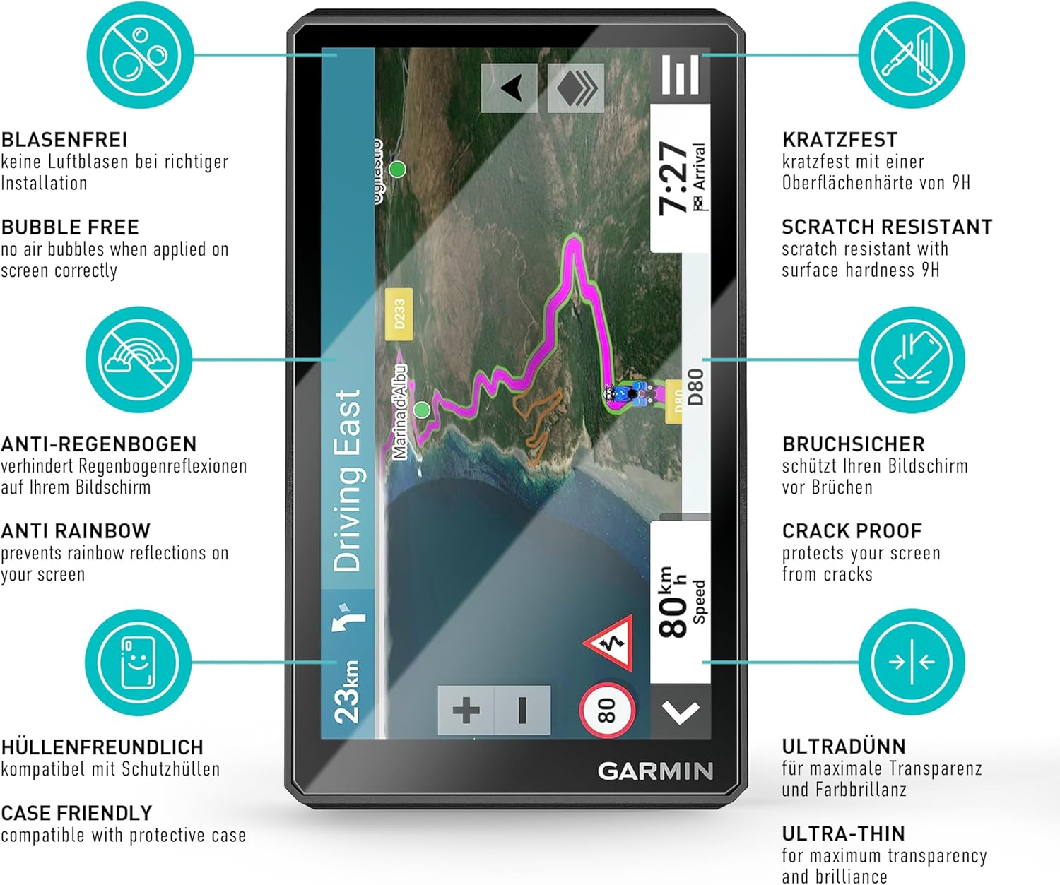 Smartect Protective Glass [Pack of 2, Clear] Compatible with Garmin Zumo XT2, HD Screen Protector, Anti-Scratch, Bubble-Free, 9H Hardness, 0.3 Mm Ultra Clear, Ultra Resistant image number 1