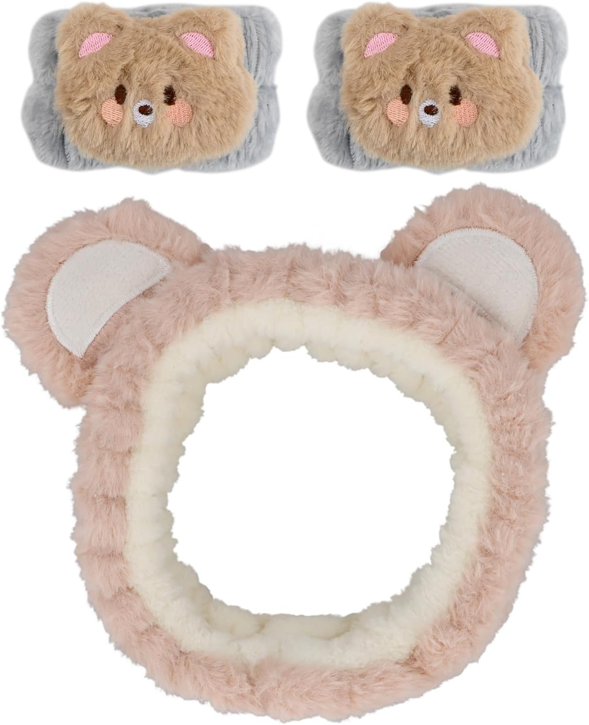 3 Piece Spa Face Headband Wrist Wash Bands Set, Face Wash Bracelets Elastic Makeup Hair Band Elastic Cosmetic Skincare Makeup Hair Band Women Yoga Shower image number 2