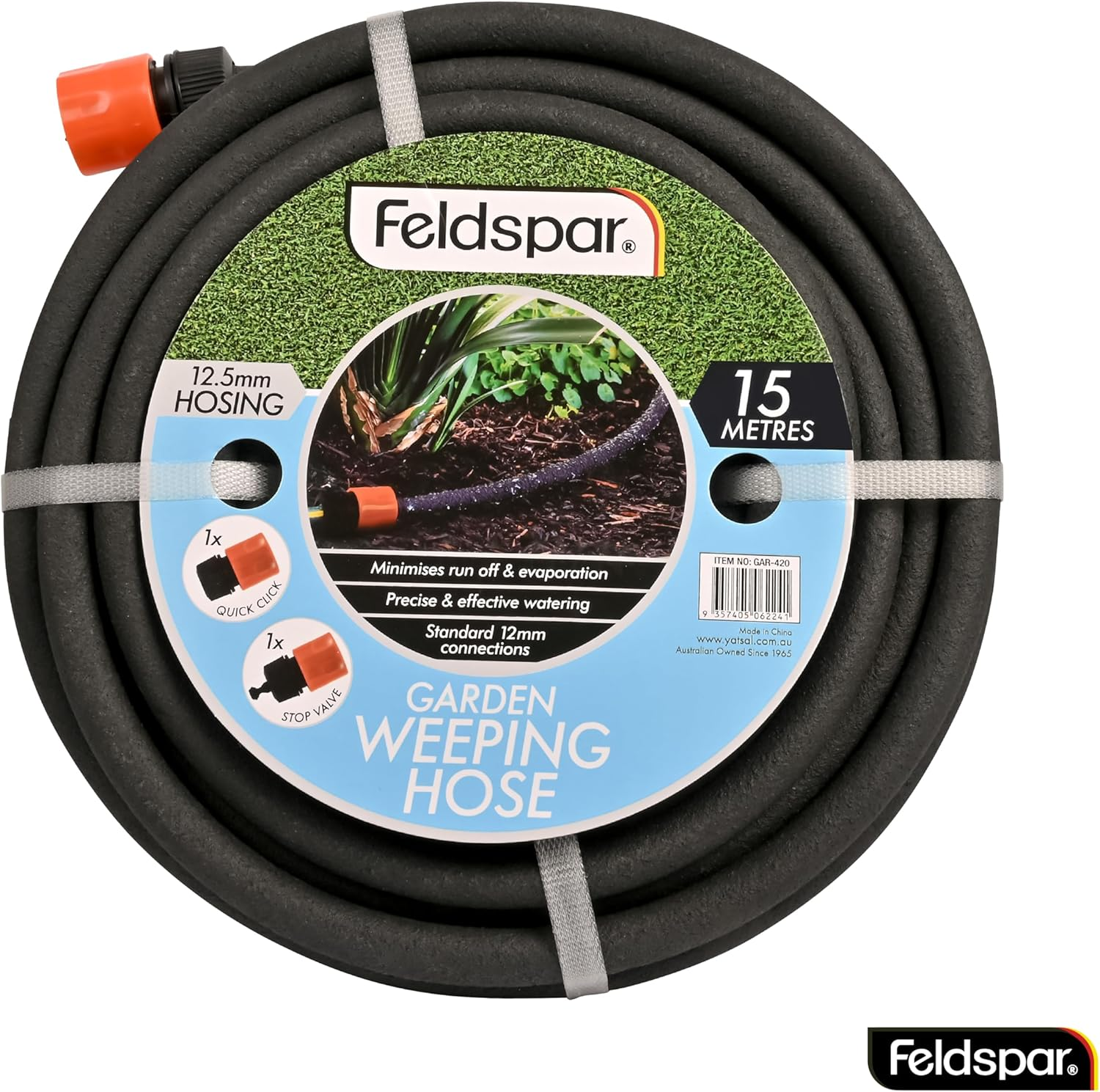 Yatsal Weeping Soaker Hose, Black, 15 Metre X 12.5 Mm