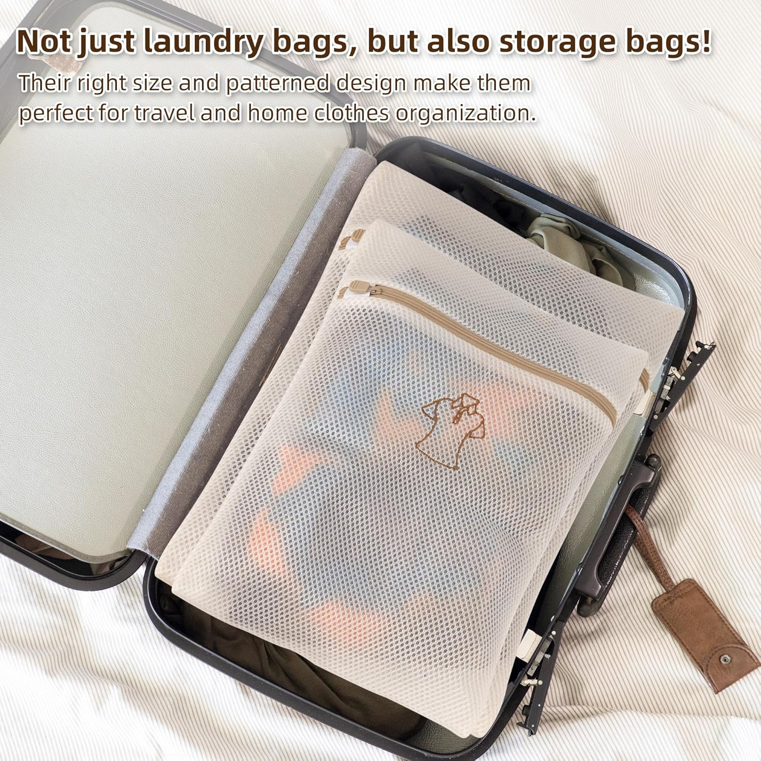 6-Pack Mesh Laundry Bags with Zipper, 3 Sizes Intimates Lingerie Bag with Categorized Symbols for Washing Delicates, Shirts, Dresses and Coats, Garment Bag for Laundry Room Washing Machine