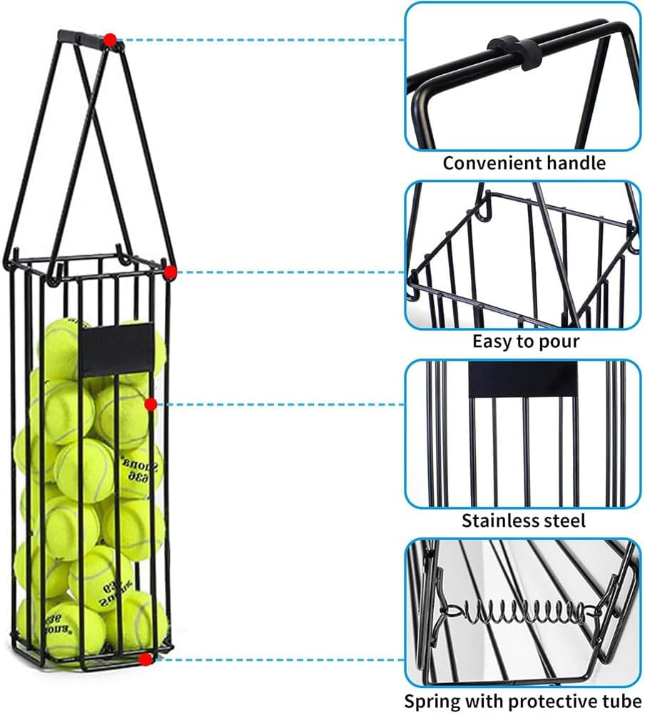 Portable Tennis & Pickleball Ball Hopper Basket &ndash; Lightweight Ball Collector & Picker with Handle,Easy Storage Carrier for Training & Practice Sessions image number 5