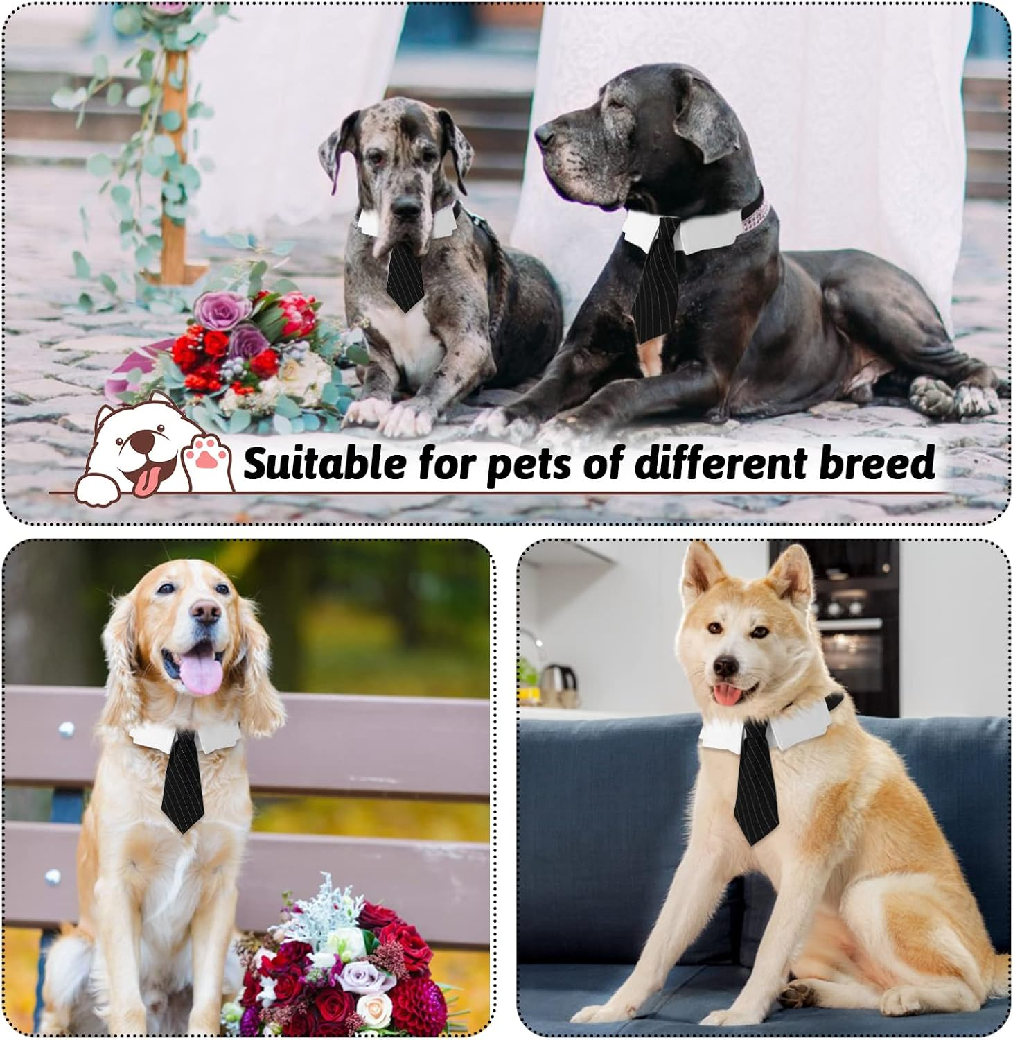 HACRAHO Dog Neck Tie Collar, 1 Pack Wedding Dog Necktie Collar Adjustable Formal Collar Neck Tie for Medium Large Dogs, L image number 3