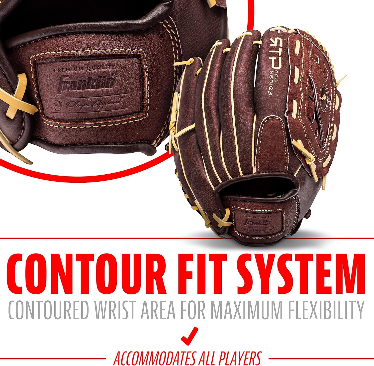 Franklin Sports RTP Pro Adult & Youth Baseball Glove, Right, Camel image number 1
