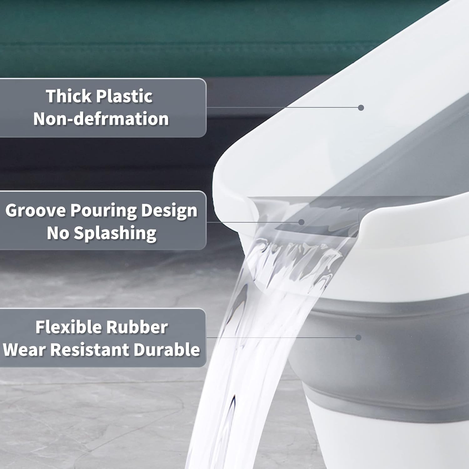 BOOMJOY 12L Collapsible Bucket with Handle, Mop Bucket for Cleaning Water Bucket for Camping, RV, Laundry, Fishing - Grey image number 4