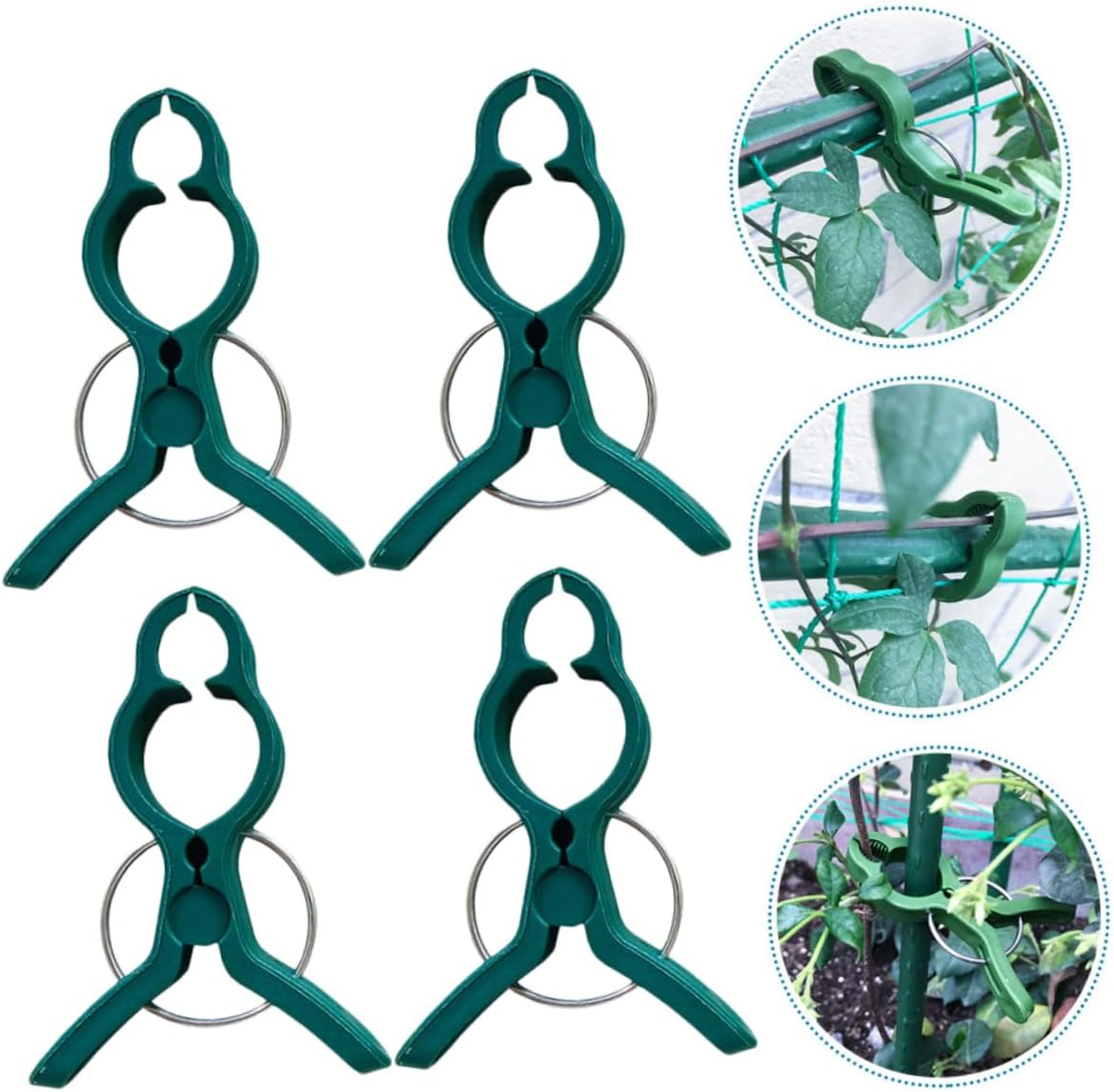 MINAOLULUS 60Pcs Plant Clips and Tomato Clips Set for Gardening Large Green Plastic Garden Plant Support Clamps for Vines Flowers and Vegetable Stems image number 6