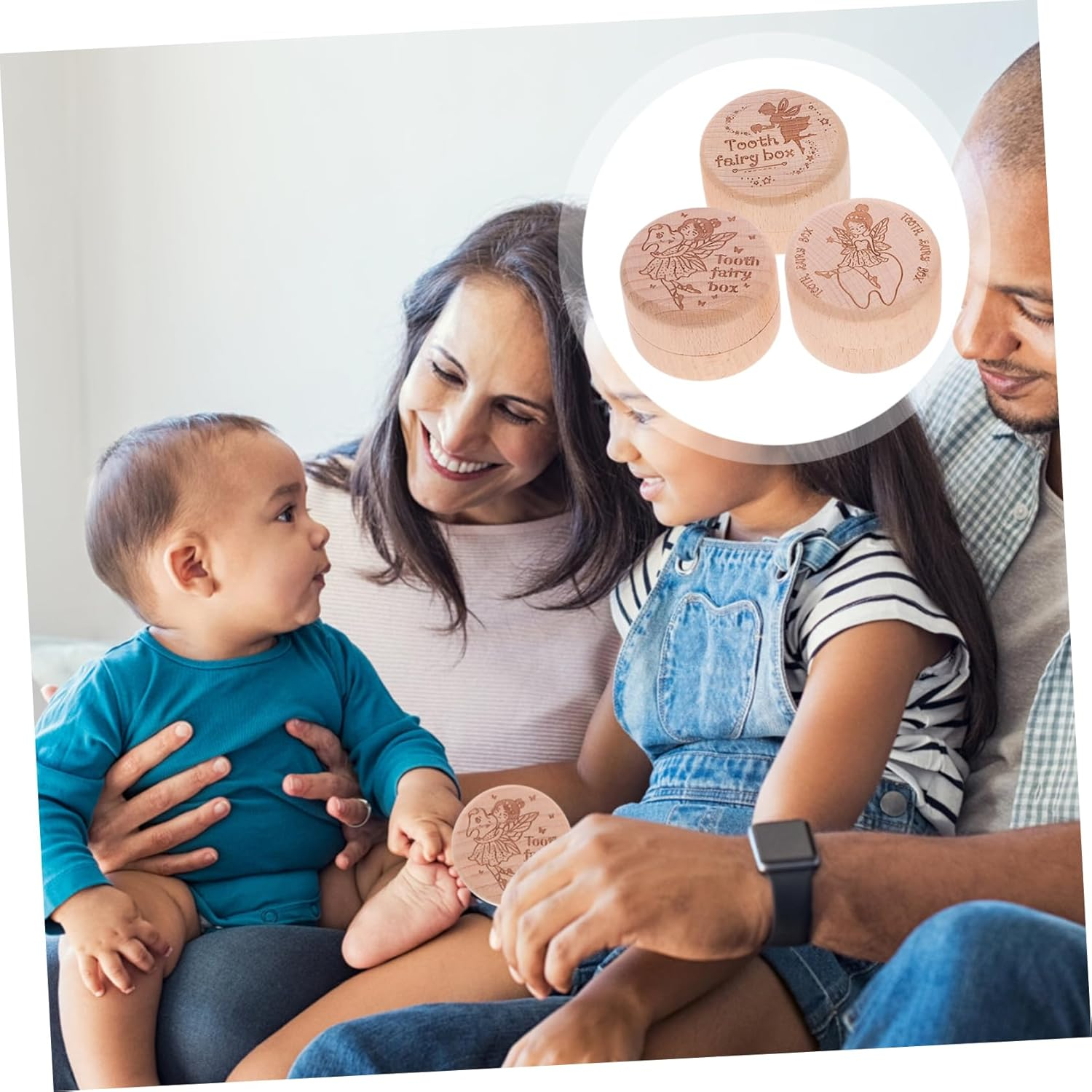 1Set Wooden Teeth and Hair Keepsake Organizer Natural Beech Storage Box for Childhood Memories for Newborns and Boys and Girls