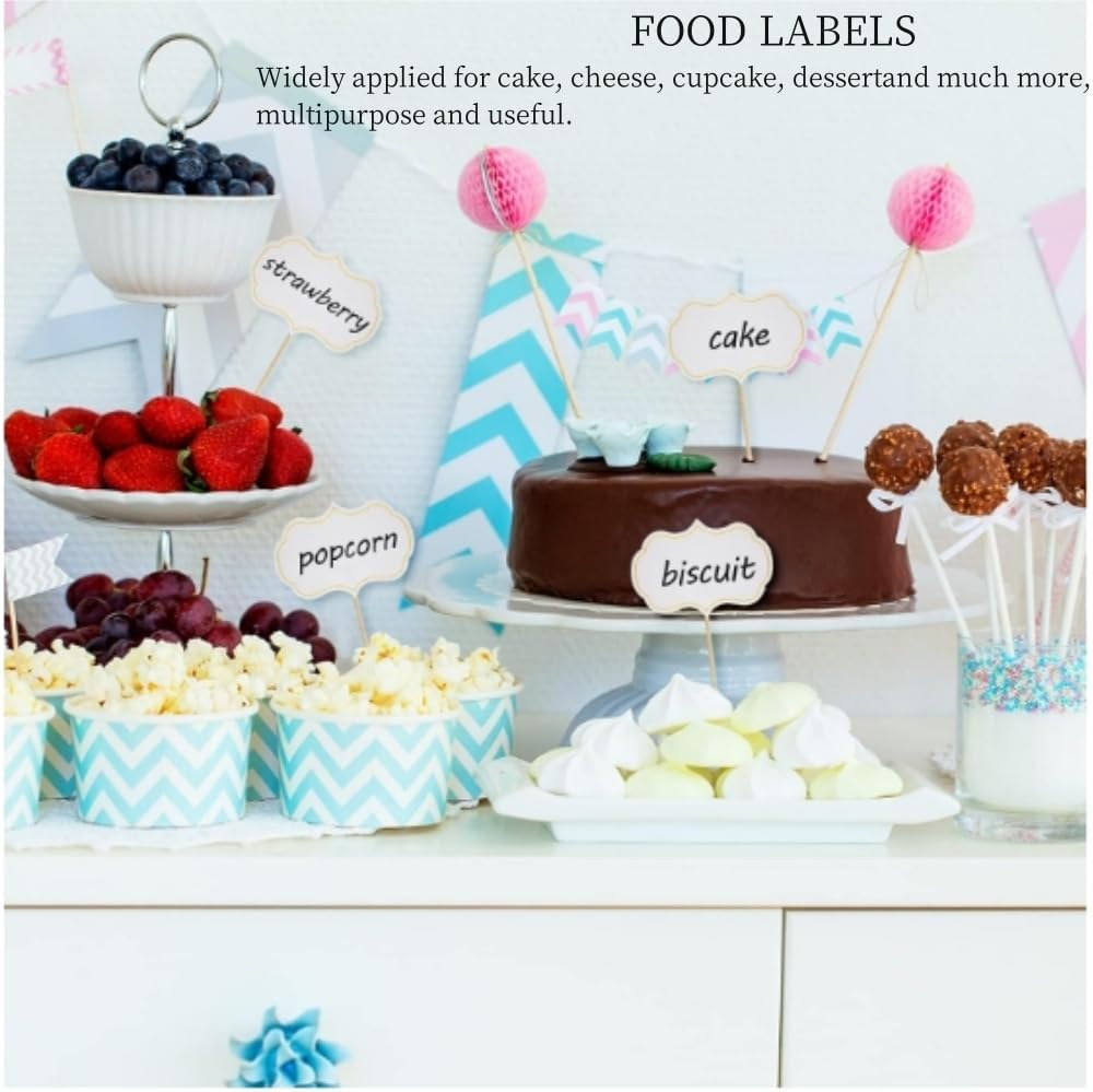 Cheese Markers Cheese Labels, 50Pcs Cheese Markers Cake Topper Toothpick Cupcake Toppers,Blank Toothpick Flags Cheese Markers Buffet Labels,Cheese Markers Food Labels,Cheese Markers for Food Labels image number 4