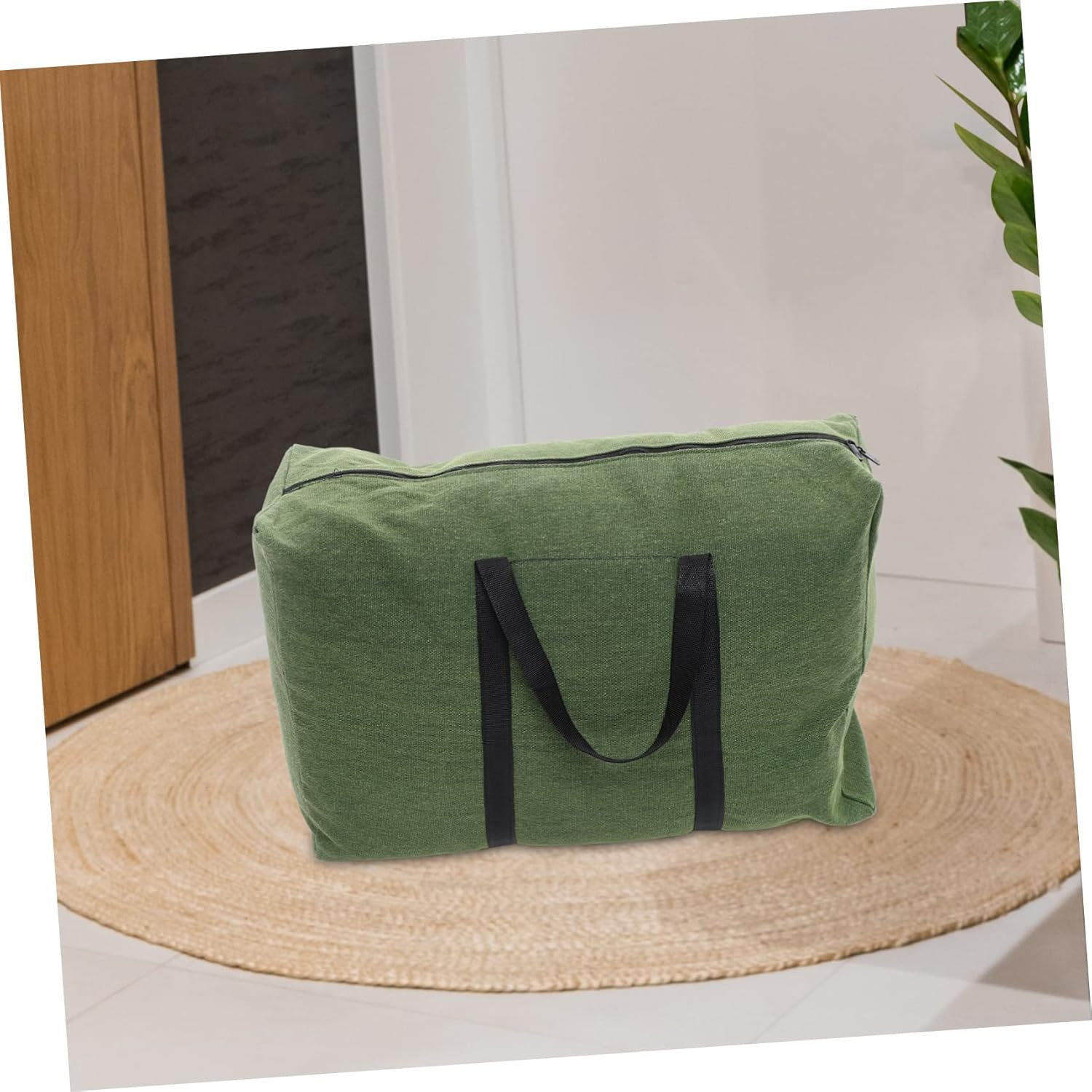 CORHAD Large Canvas Travel Duffle Bag Zipper and Handle Olive Green Military-Grade Thickened Luggage Storage Tote for Clothes Bedding Carry Random Color image number 5