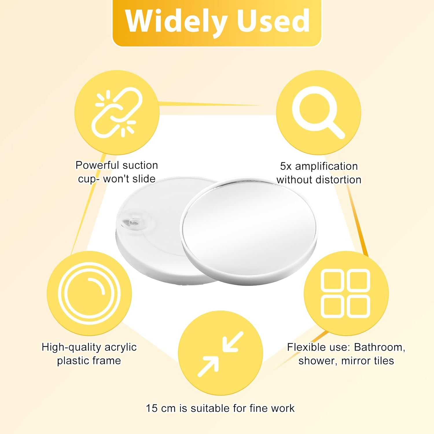 Magnifying Mirror with Suction Cup, Pack of 2 Cosmetic Mirrors with Double Suction Cup in 5X 10X Magnification Magnifying Mirror for Gluing for Bathroom Dressing Table Shaving and Fine Work White image number 5