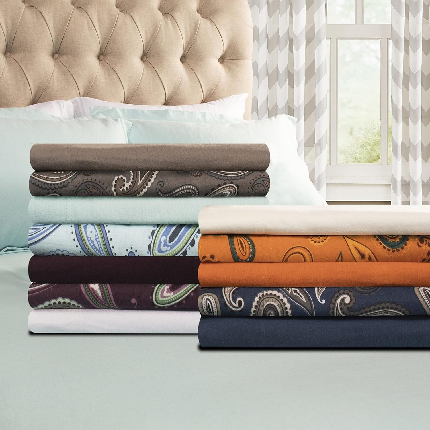 Superior Cotton Flannel Paisley Pillowcase Set Standard Pumpkin image number 2