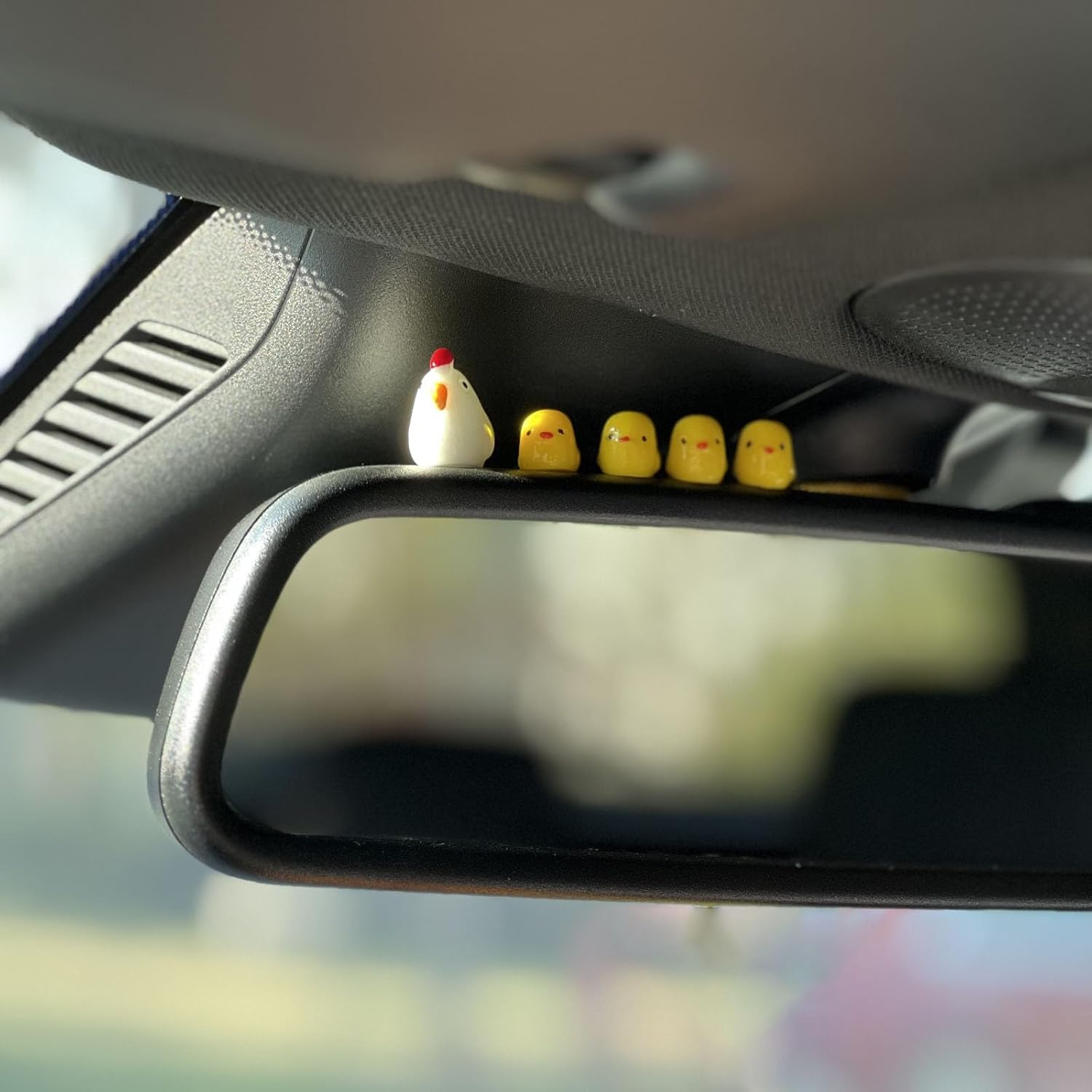 Cute Mini Chickens Car Dashboard Accessories Fun Chicks Car Rearview Mirror Decor Car Mirror Interior Ornaments, Fairy Garden Landscape Decor Home Decor Car Gifts - White, Yellow, Red image number 6