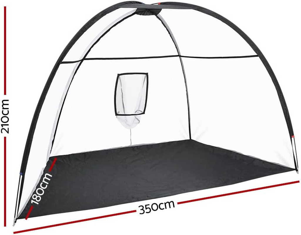 Everfit Golf Net, 3.5M Wide Practice Driving Nets Cage Impact Screen Hitting Training Sports Netting Backyard Indoor Outdoor Camping Equipment, with 210D Carry Bag Large Target Pocket Mat Black image number 4