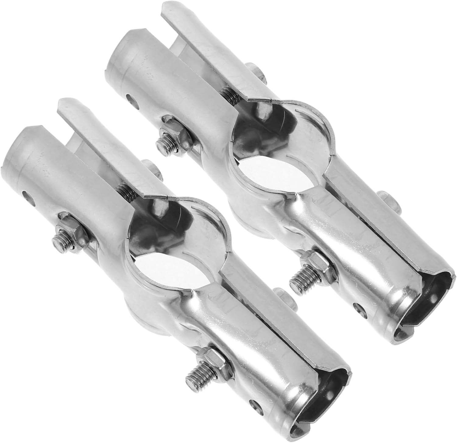 KONTONTY 2Pcs Stainless Steel Pipe Connector and Tube Clamp for Greenhouse Repair, Galvanized Metal Adapter T-Joint Design, Sturdy Greenhouse Supplies for Frame Fixing and Structure Reinforcement image number 1