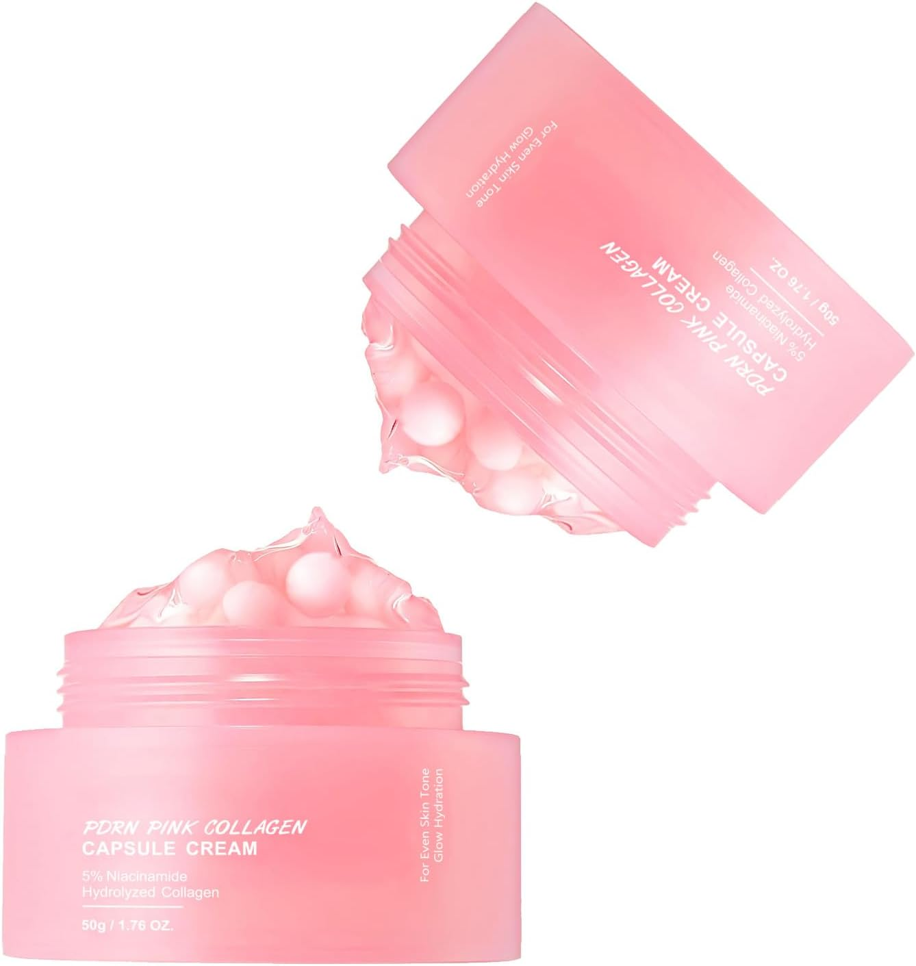 50G DNA PDRN Pink Collagen Capsule Cream - 55G, Korean Face Moisturiser with Niacinamide, Lightweight Hydrating Cream (1 Pack)