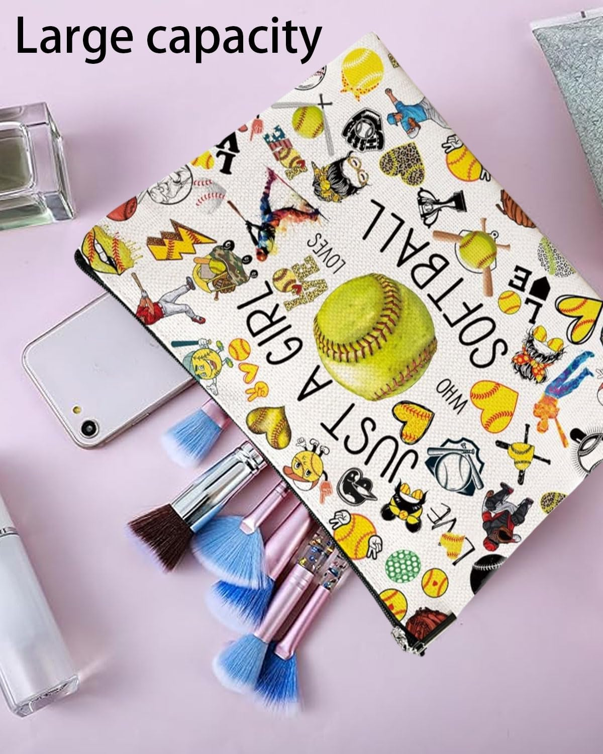 TPZORJX 2 X Make-Up Bags for Women, Cosmetic Bag, Wash Bag, Storage Cosmetic Bag, Multifunctional, with Sports Balls Motif and Zip for Teenagers, Daughter, Sister, Best Friend image number 1