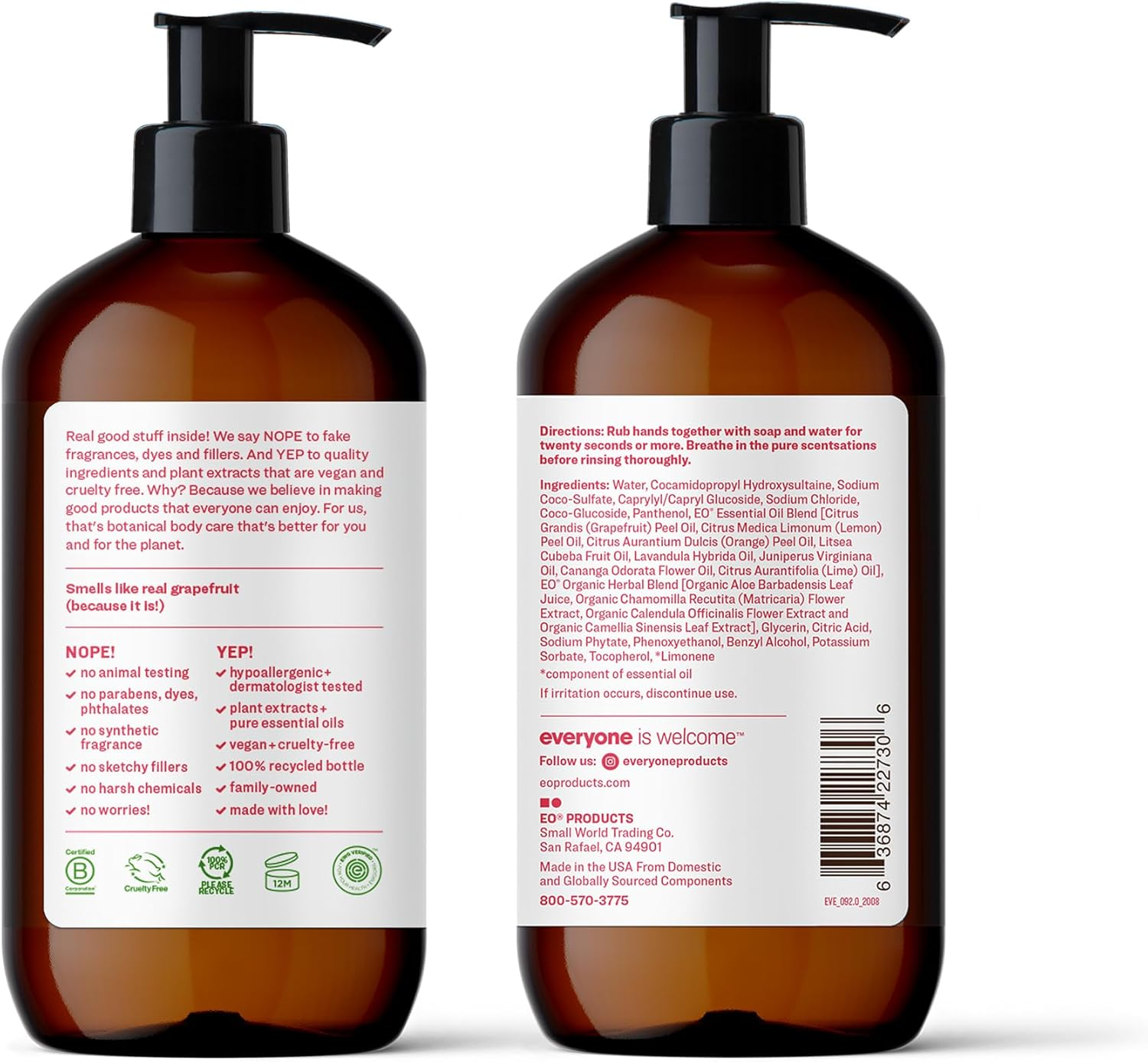 Everyone Liquid Hand Soap, 12.75 Ounce (Pack of 3), Ruby Grapefruit, Plant-Based Cleanser with Pure Essential Oils (Packaging May Vary) image number 5