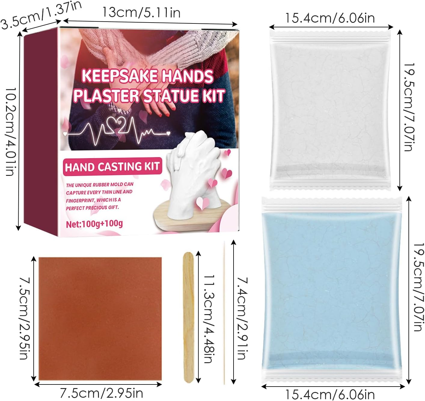 Plaster Hand Casting Kit - Family Hand & Foot Mold Making Set | & Wedding Keepsake Gift | Memory Craft for Couples, Parents & Grandparents | Christmas Decor image number 2