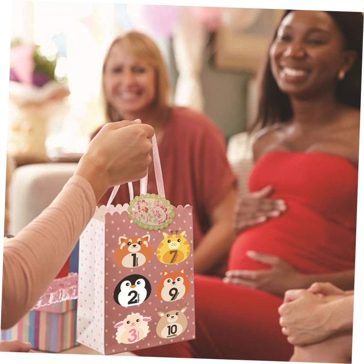 12-Month Baby Milestone Stickers for Newborns and Infants, Self-Adhesive Monthly Infant Belly Decals, Photo Prop Cards for Baby Growth Announcement, 12Pcs Set image number 5