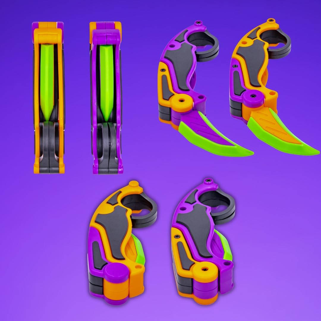 Fidget Knife (2), 3D Printed Gravity Claw Knife, Fidget Knife Toy, Claw Knife Trainer with Rubber Tip, Plastic Fidget Knife image number 1