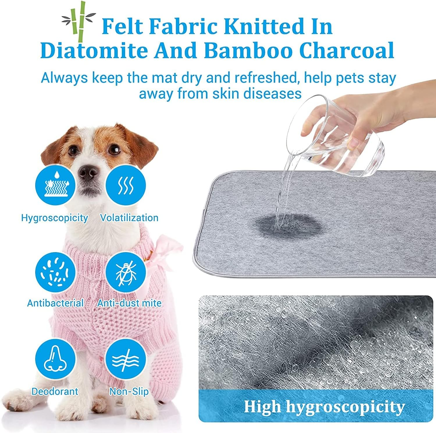 Elegear Arc-Chill Pet Cool Mat for Dogs Ultra Absorbent Moisture Summer Self-Cooling Pad, Q-Max > 0.4 Cooling Fiber Foldable Washable Reusable Dog Bed Mat, 18''&times;24'', Grey image number 2