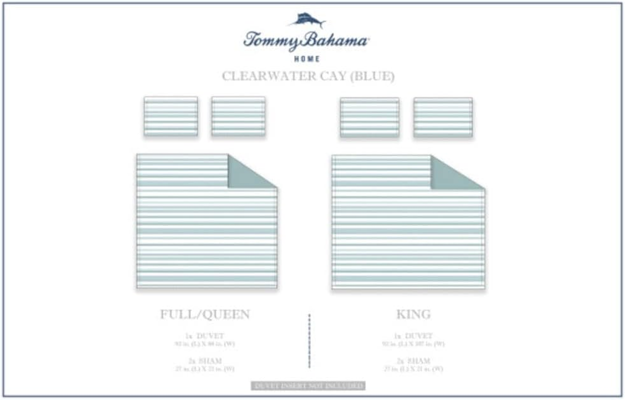 Tommy Bahama - King Duvet Cover Set, Cotton Bedding with Matching Shams & Button Closure, All Season Home Decor (Clearwater Cay Blue,3Pieces, King) image number 4