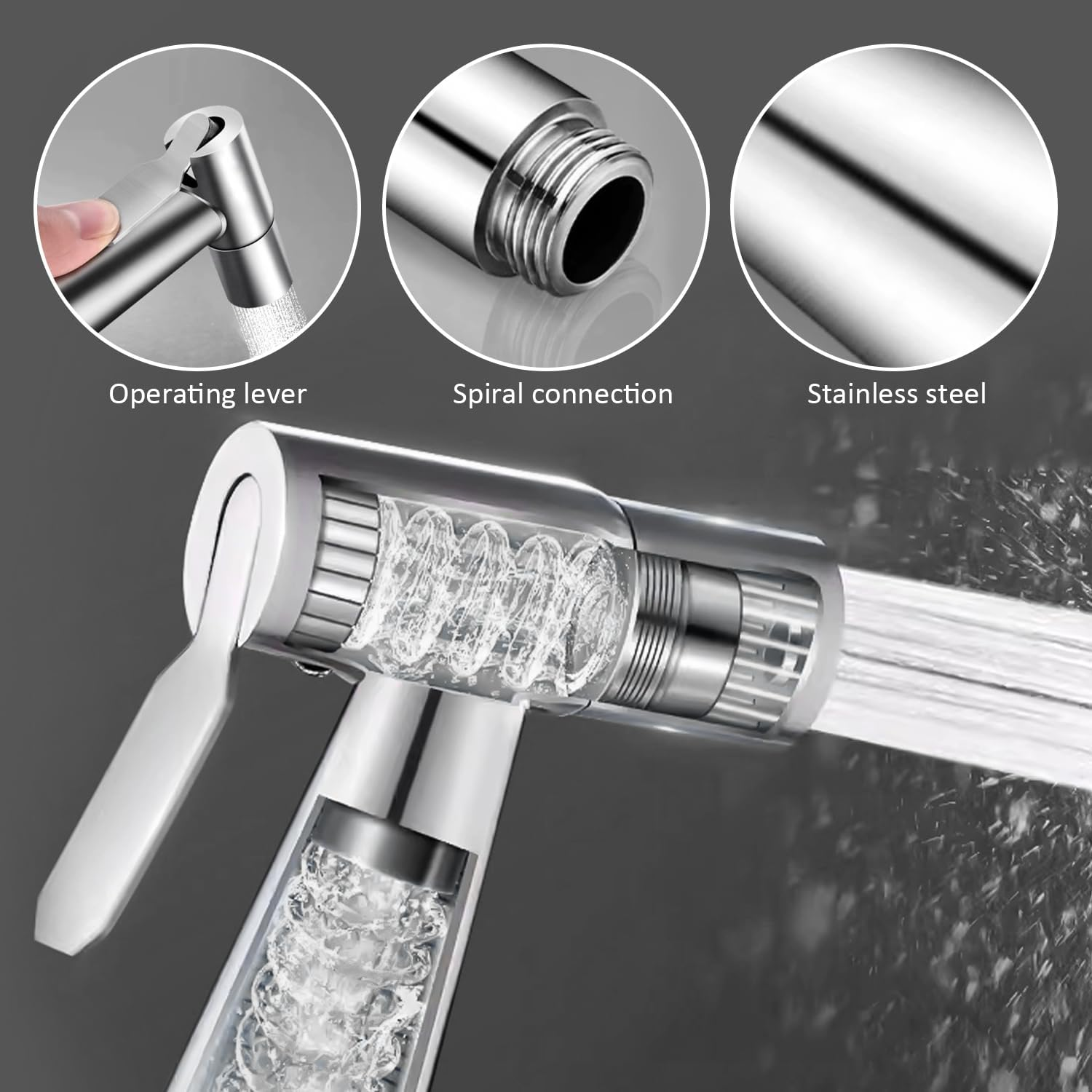 1 X Flush Gun, Stainless Steel Nozzle, Bathroom Cleaning Accessories, Toilet Gun, Controllable Spray Gun, Suitable for Toilet, Sink and Car Cleaning