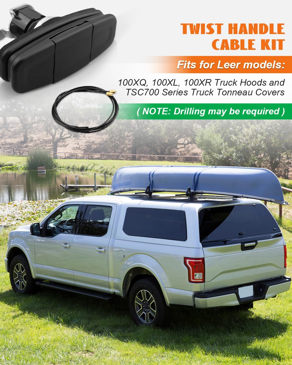 Twist Handle Kit 113436 Topper Tonneau T-Handle Fit for Leer 100XQ 100XL 100XR TSC700 Truck Cap, with Cable and 2 Keys