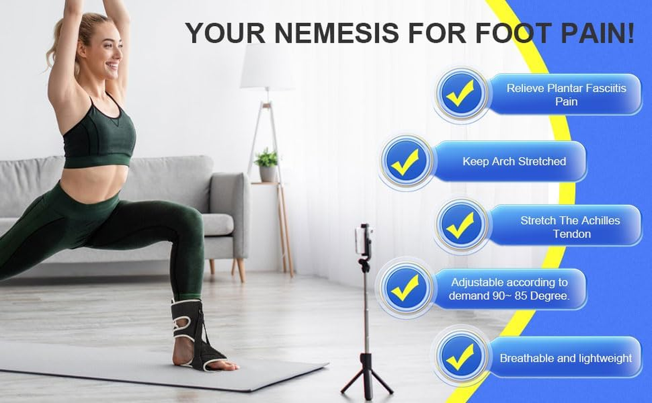 Plantar Fasciitis Night Splint, 2026 Upgraded Adjustable Plantar Fasciitis Relief Night Splint for Men and Women with Achilles Tendonitis and Plantar Droop (Black and Gray) image number 2