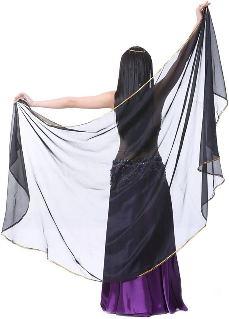 Calcifer 250Cmx120Cm Chiffon Semicircle Belly Dance Scarf Veils Accessories for Women Professional Dancer