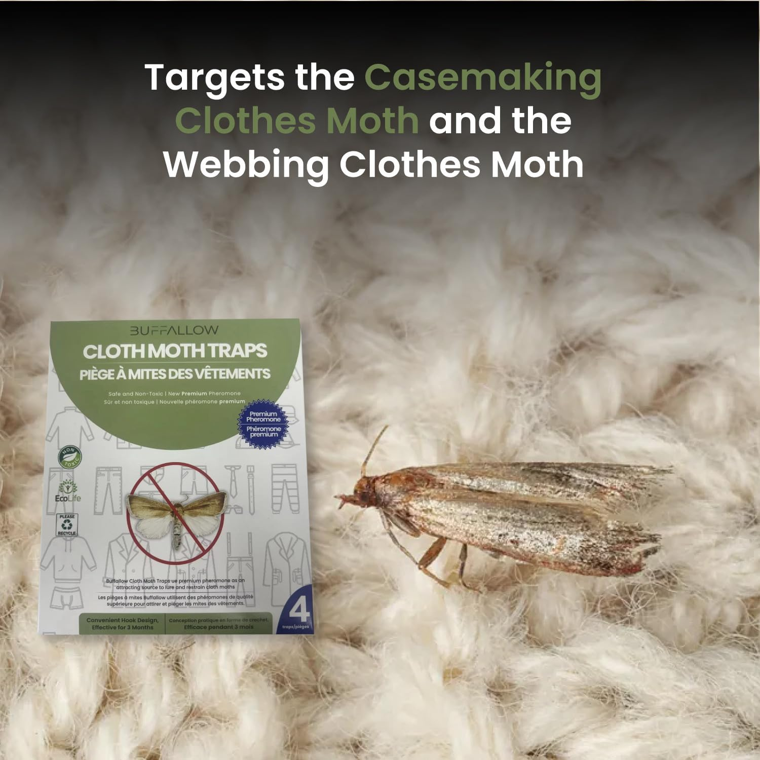 4 Pack Clothes Moth Traps | Child and Pet Safe | Protect Clothes, Sweaters, Wool, Carpet | Adhesive Moth Traps for Clothes image number 6