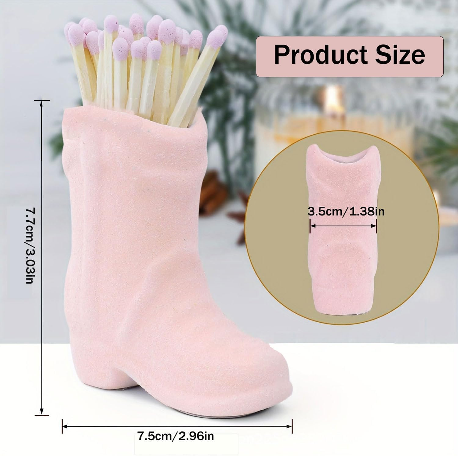 Yqkangzhu Cowboy Boot Match Holder, Lovely Ceramic Boot Match Holder with Striker, Handmade Ceramic Match Box, Matchstick Holder, Cowgirl Western Match Jar for Home Bathroom Kitchen Interior Decor image number 3