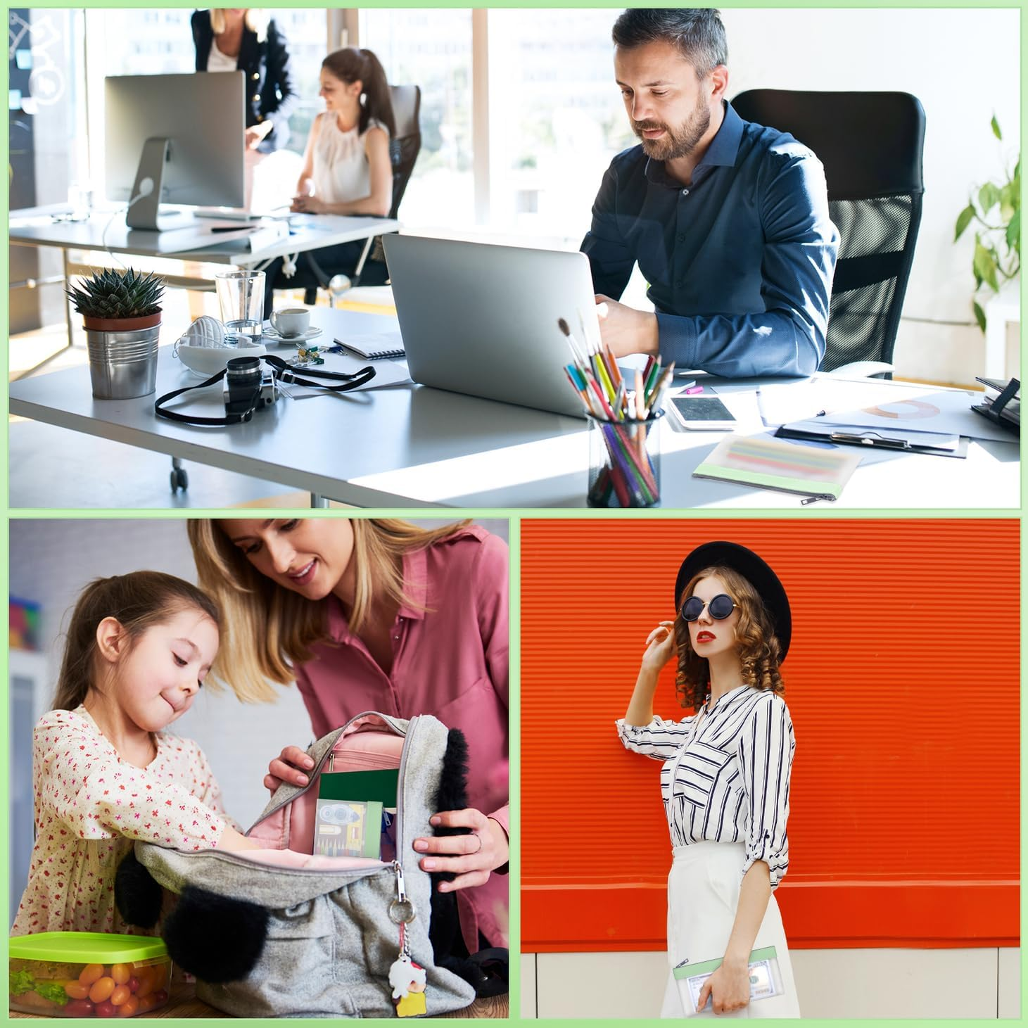 4 Pieces Money Bags with Zipper, Cash Envelopes,7.6 X 3.7 Inch Money Pouch, Clear Bank Deposit Bags, Bank Bag, Cash Bag, Coin Bag for Collectors, Multi-Purpose Check Wallet with 4 Colors, Green, 7.6 X - 8 Colours image number 2