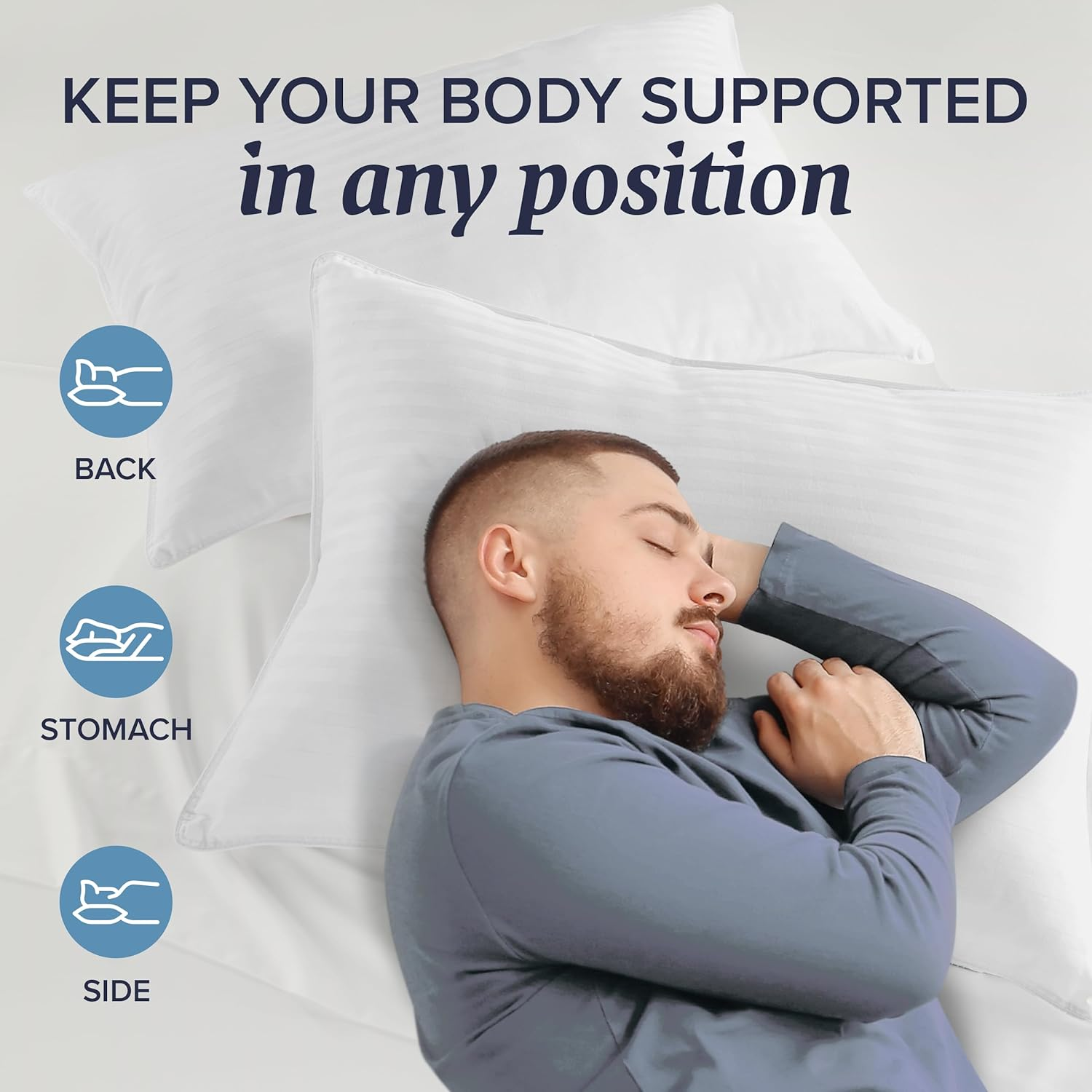 Beckham Hotel Collection Queen/Standard Size Memory Foam Bed Pillows Set of 2 - Cooling Shredded Foam Pillow for Back, Stomach or Side Sleepers image number 6