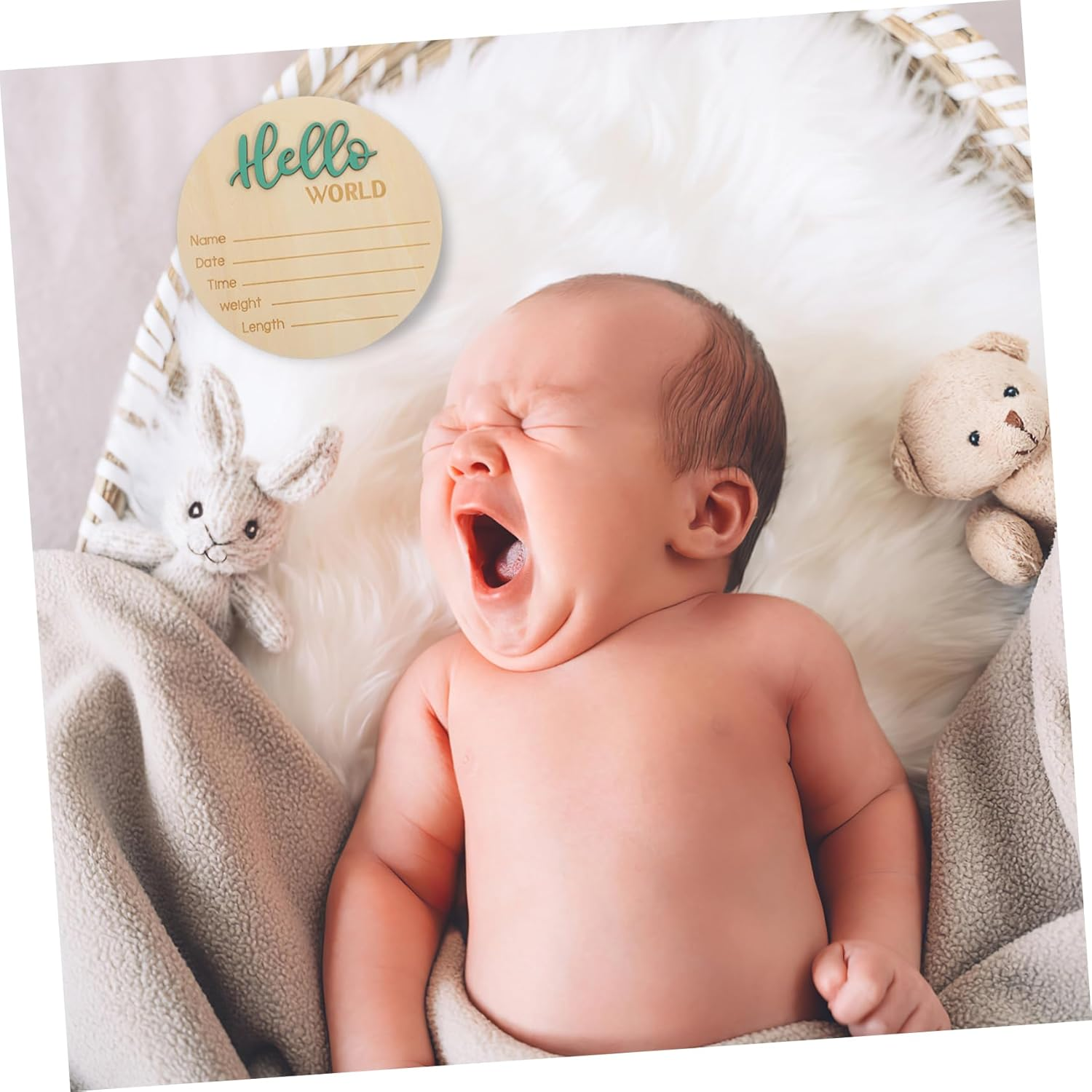 Wooden round Baby Name Sign for Birth Announcement Newborn Photography Prop Infant Nursery Decor image number 4