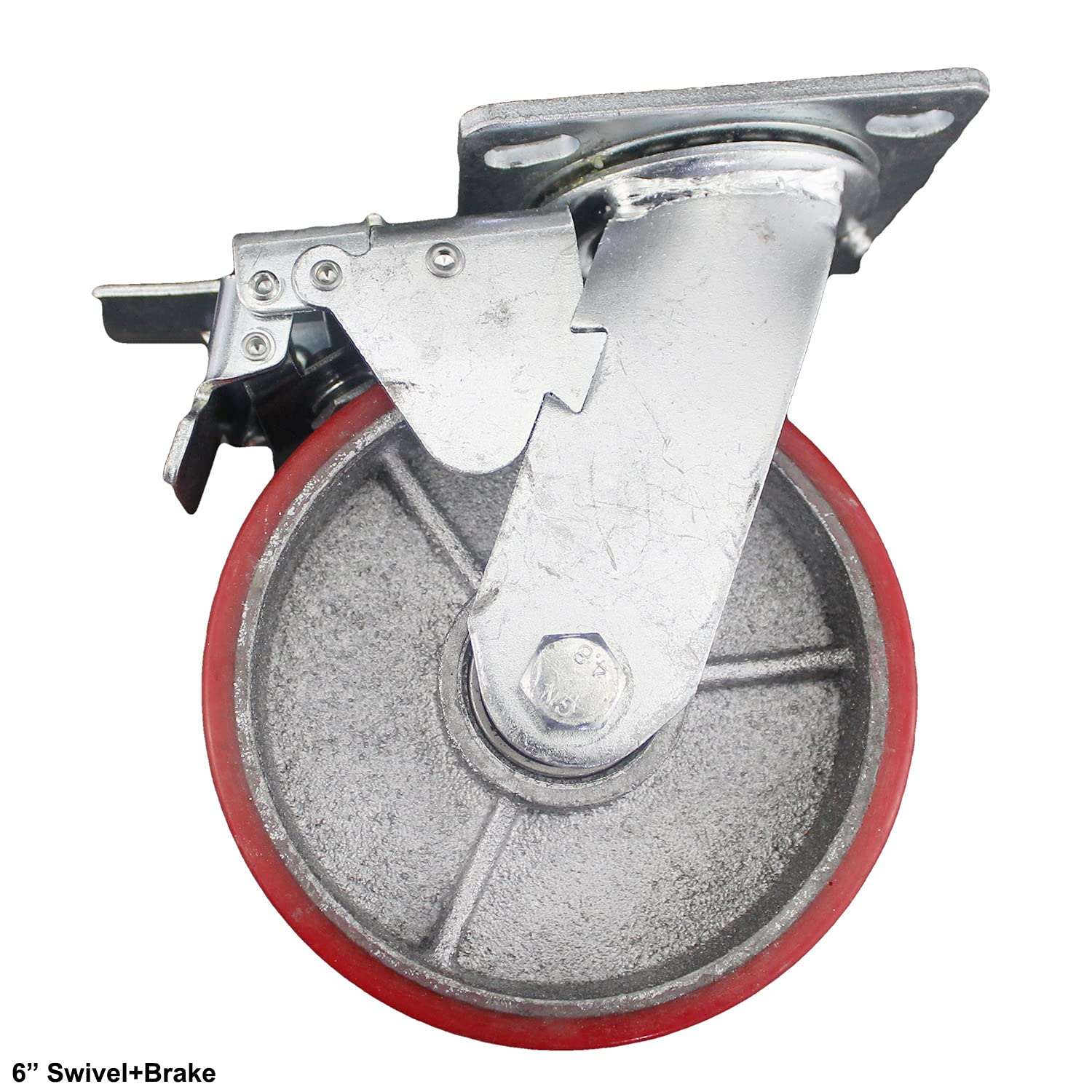 Riin 4Pcs 6Inch 15Cm Metal Caster Wheel Heavy Duty Swivel with Brake/Lock Industrial Castor 500Kg Ea for Trolley Furniture Equipment