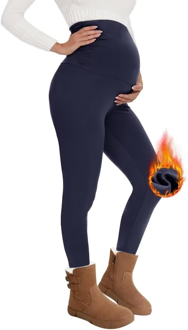 QGGQDD Thermal Maternity Leggings Women'S High Waist Pregnancy Leggings Warm Leggings Pregnancy Winter for Home Sports