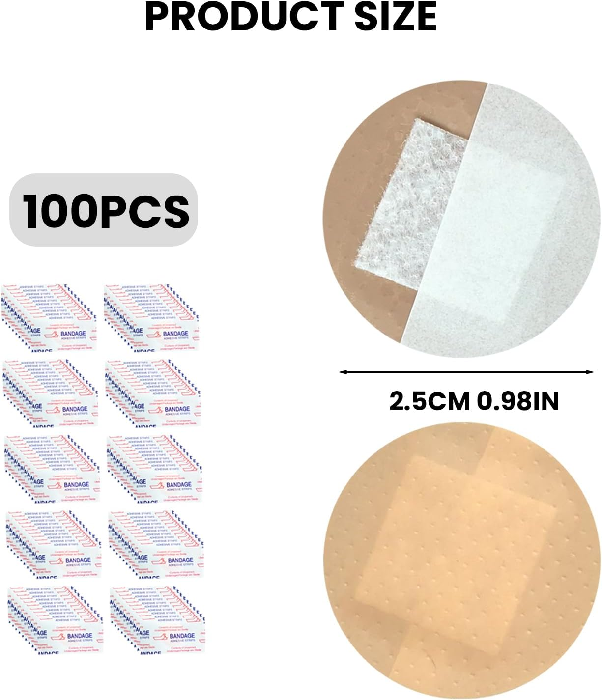 Round 100Pcs Tape Fabric Bandages Hemostasis Adhesive Plaster - Sacral Adhesive Tape with Waterproof for Sacral Tapes Care and Bandage Protection image number 4