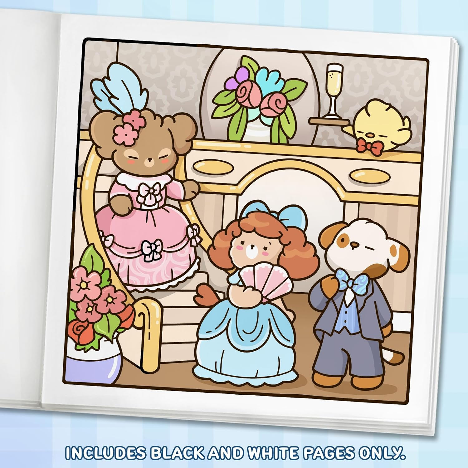 Cozy Eras: Cute Coloring Book for Adults and Teens with Adorable Characters and Nostalgic Scenes for Relaxation image number 5