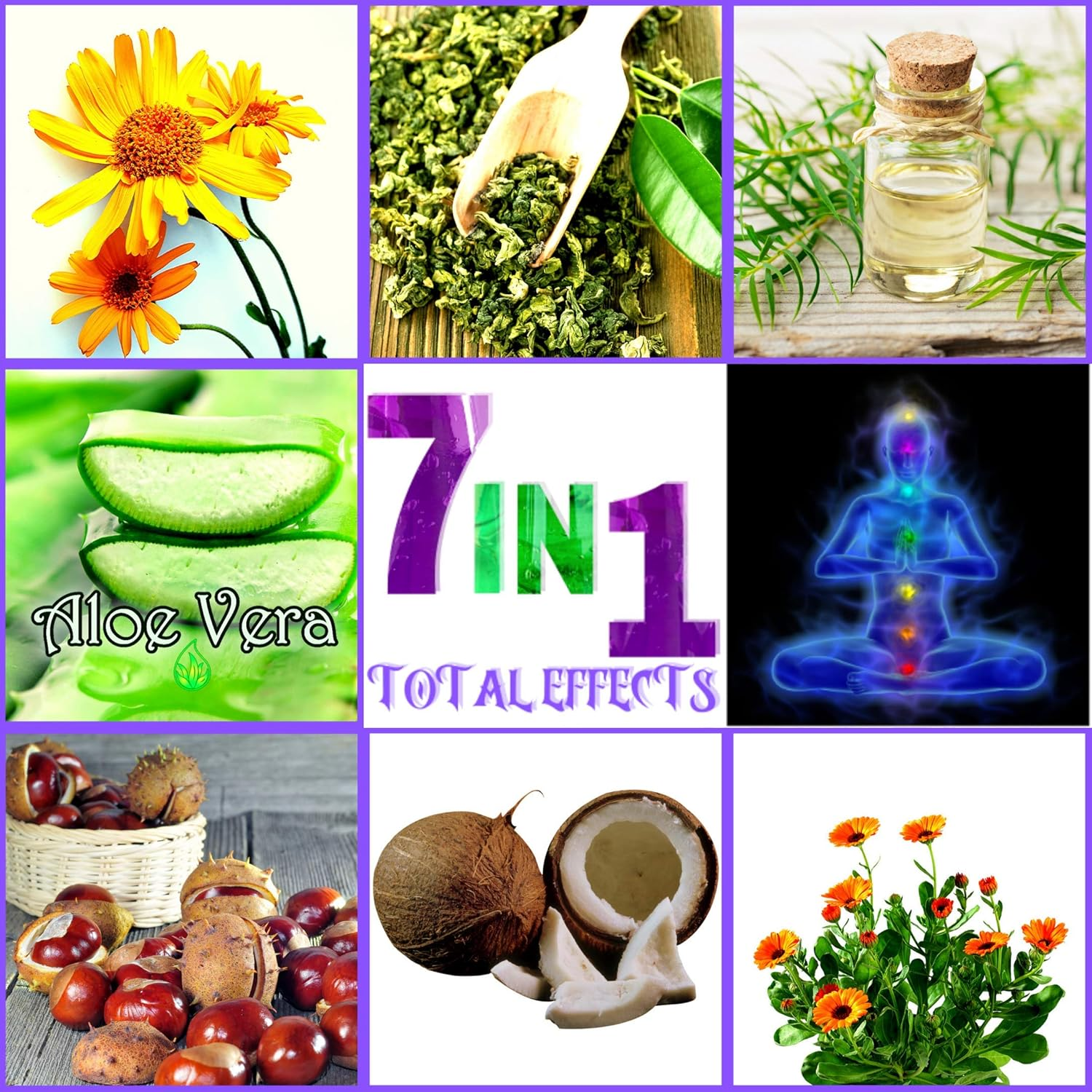 Biorlx 7 in 1 Herbal Total Effects Aloe Vera, Calendula, Arnica, Horse Chestnut, Green Tea, Coconut Oil and Tea Tree Oil for Face and Body (One Bottle 7In1 Gel, 250Ml) image number 5