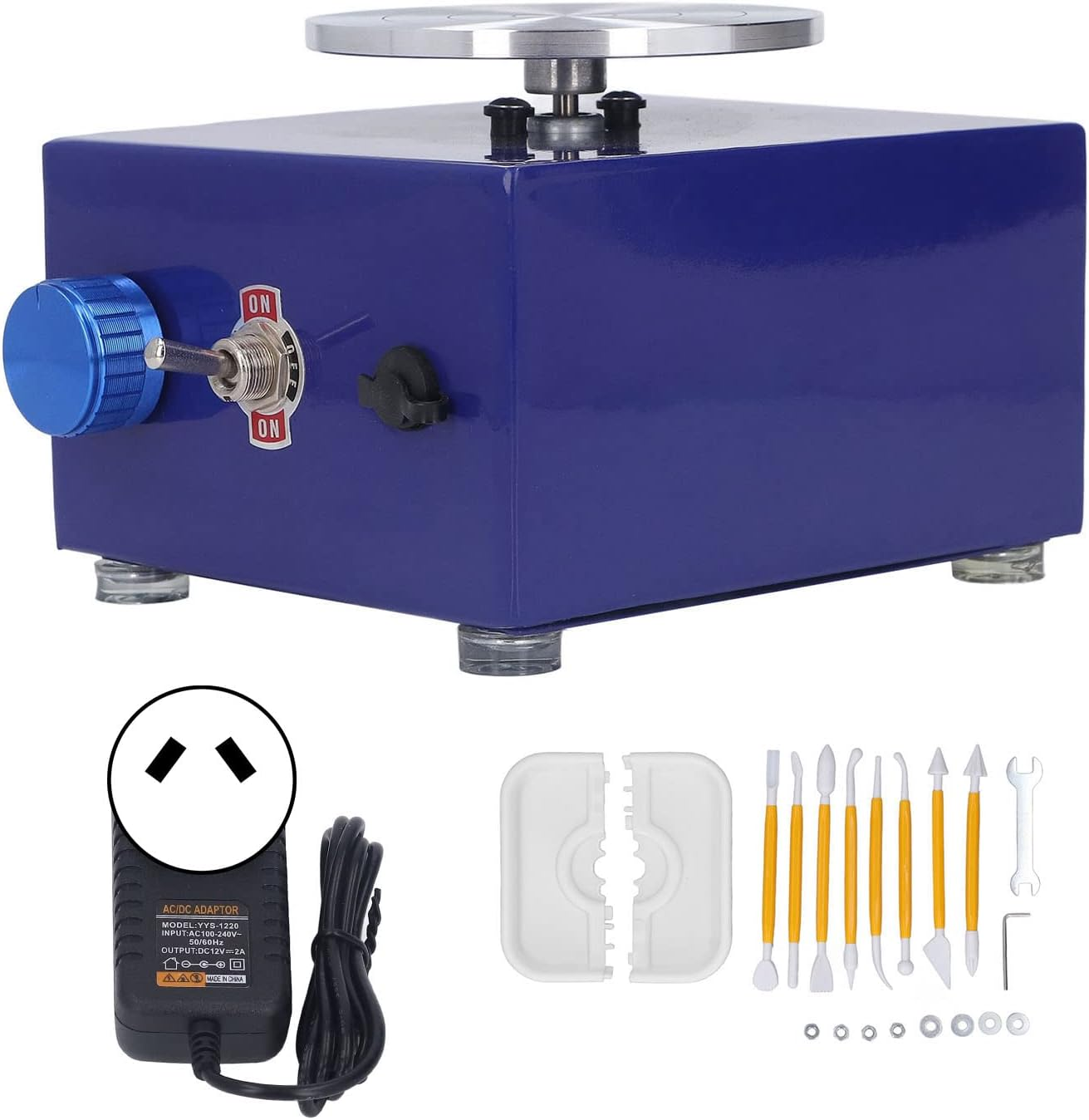 Mini Pottery Wheel, Adjustable Speed Electric Pottery Wheel, Rustproof Detachable Basin Pottery Forming Machine, DIY Clay Turntable Tray for Art, Craft, Work, Clay, Parent Child Activities(Au) image number 2