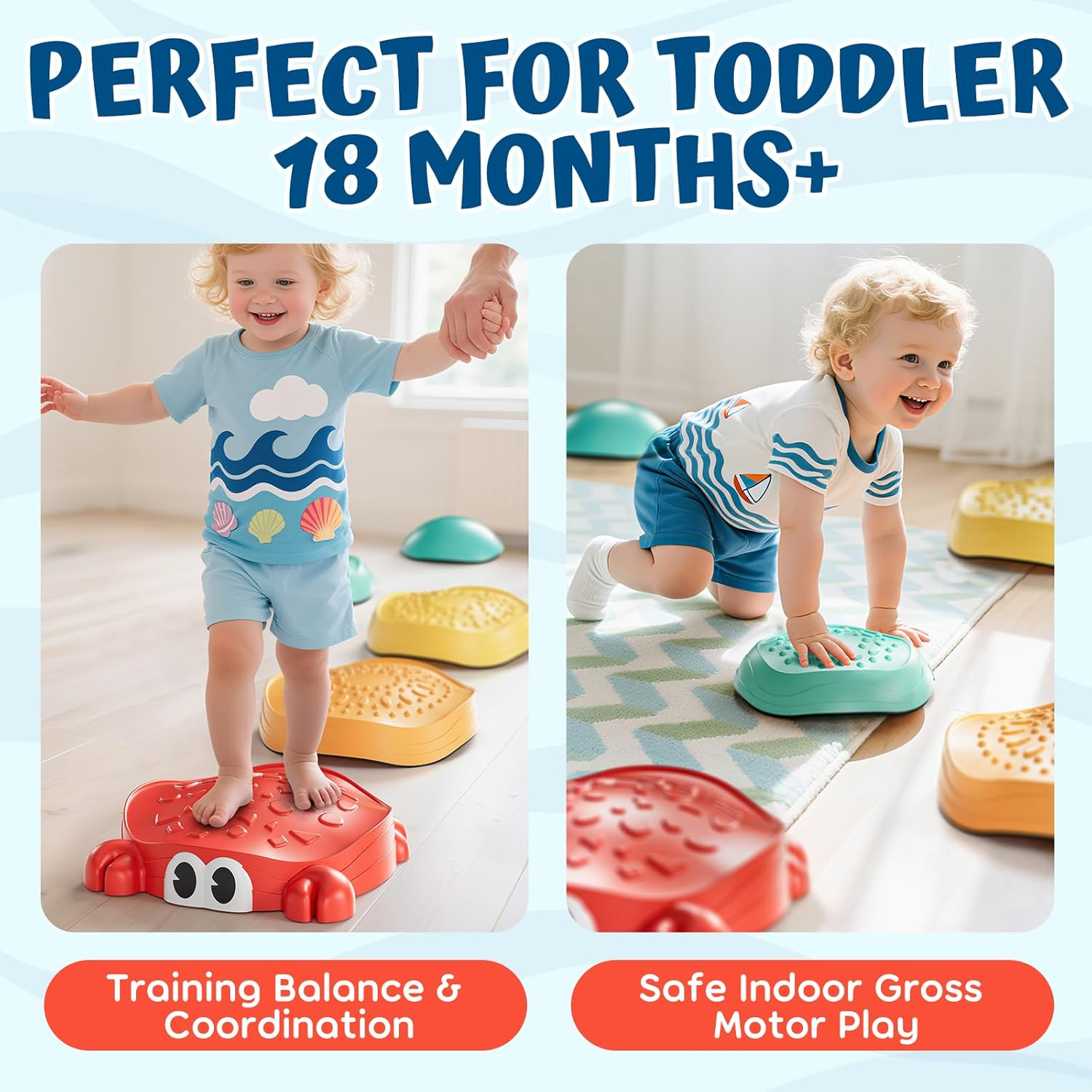 Lehoo Castle Stepping Stones for Kids, Sensory Toys Balance Board, Toddler Toys for Ages 2-5 for Boys Girls, Indoor & Outdoor Toys, Non-Slip Balance Step Stone up to 200Lbs Obstacle Course image number 5