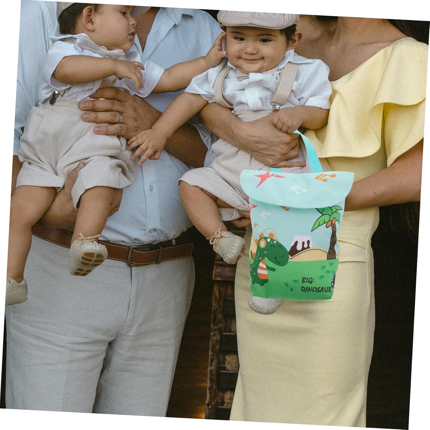 Vaguelly Portable Diaper Organizer Bag Diaper Pouch for Travel Convenient Hanging Design for Stroller Crib for Essentials and Nappy Storage Dinosaur Print