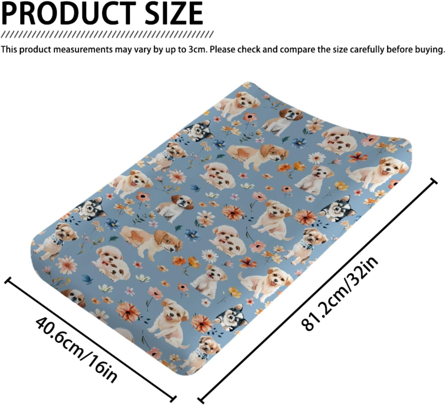 Dogs and Floral Baby Changing Pad Covers,Unisex Fitted Changing Pad Cover for Baby Boys Girls,Comfortable Breathable Changing Table Covers,Polyester Easy Care Diaper Change Table Sheets for Baby image number 4
