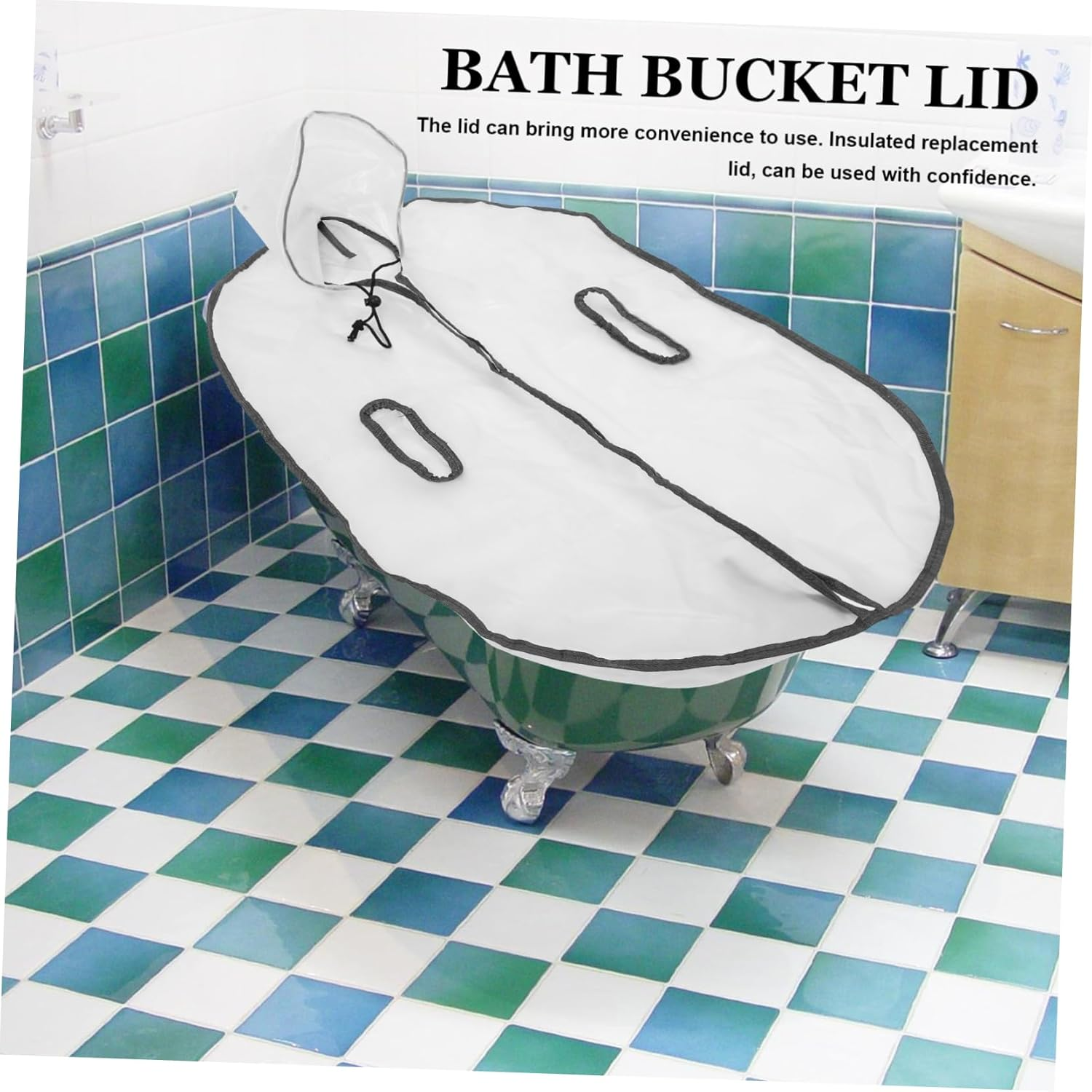 Luxshiny Foldable Bath Tub Cover Thickened Insulated Lid for Adult Soaking Tub Multi-Functional Folding Bathtub Insulated Cover Compatible Oval Bath Barrels for Home Spa image number 5