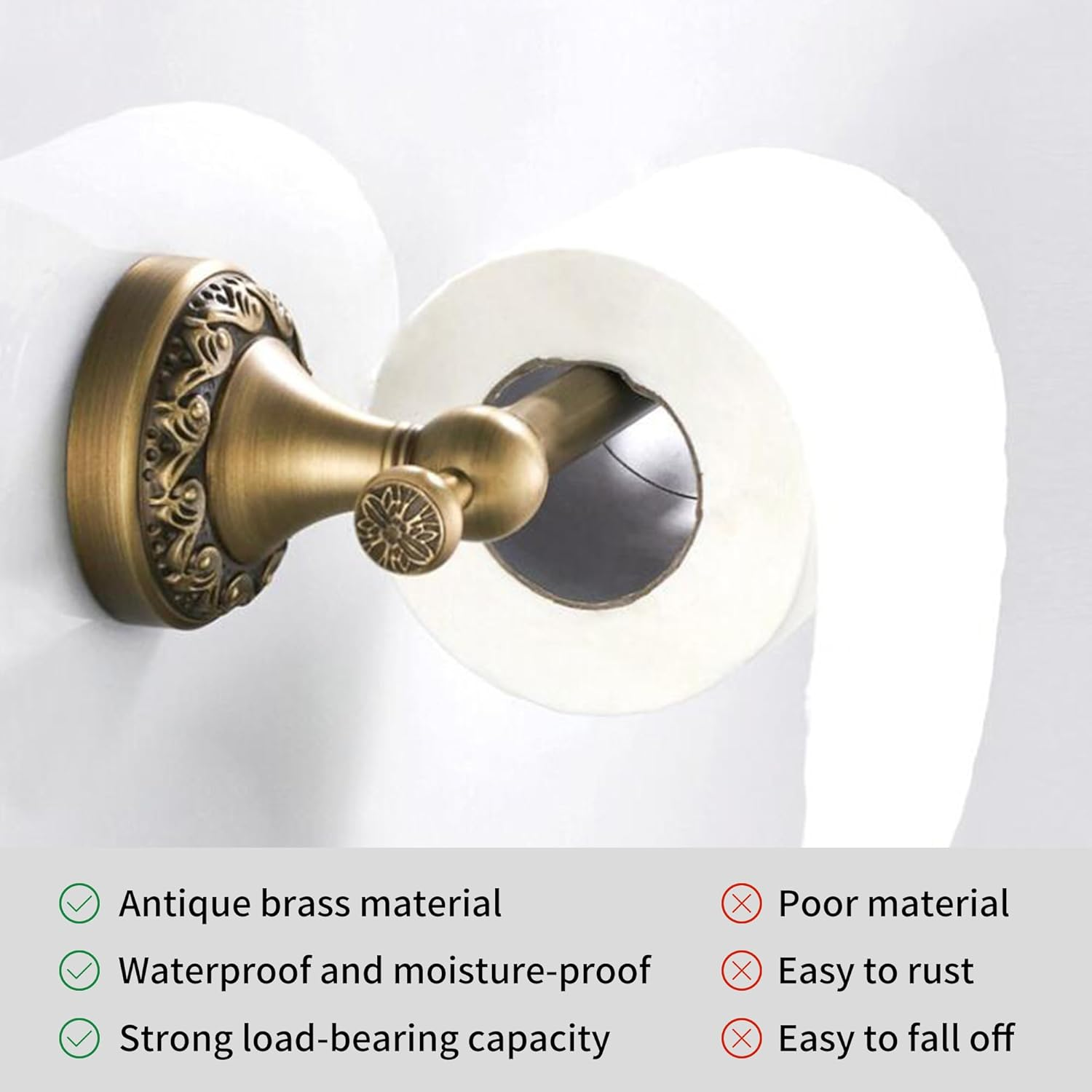 Toilet Paper Holder, Bathroom Toilet Paper Roll Holder Antique Bronze Brass Wall Mounted Bathroom Hardware Accessories,Pattern Carving Design